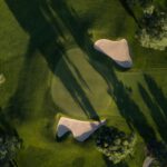 An aerial shot of a golf course