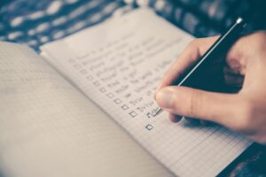 Writing a list in a notebook